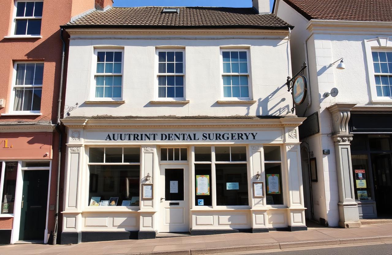 Exterior entrance of Fairfield House Dental Surgery on Salterton Road, Exmouth.