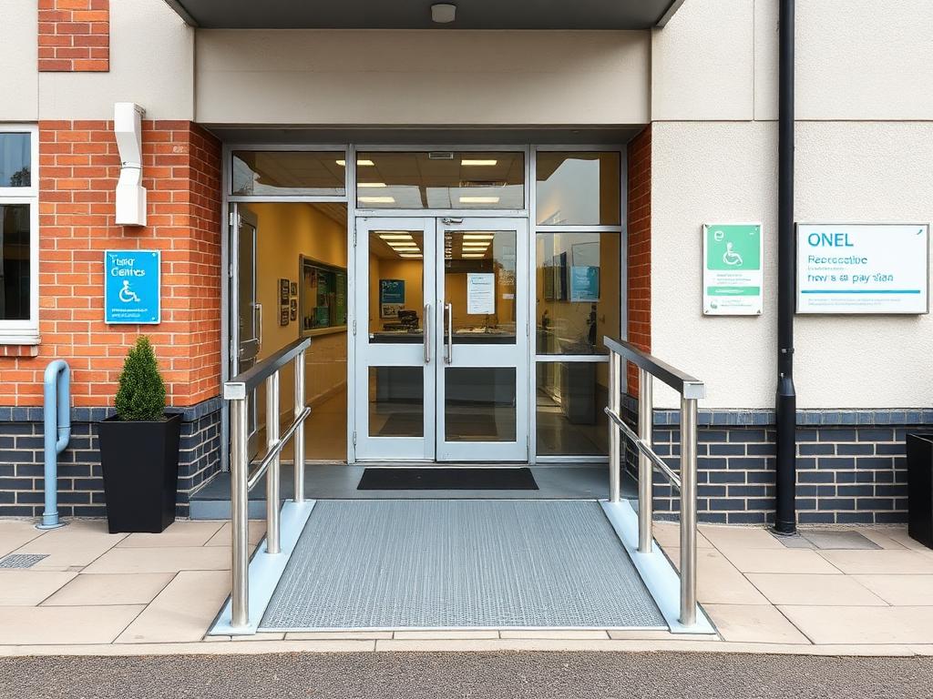 Wheelchair accessible entrance and parking at the dental practice.